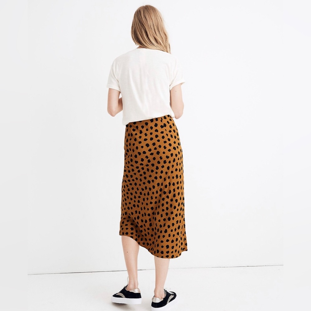 Madewell Brown Midi Skirt with Black Spot Print - Picture 2 of 10